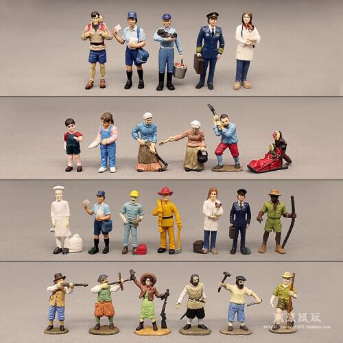 City Occupation Figurine Model Firefighters Captain Explorer Postman Hunter Indigenous Female Peasant Ction Figures Toys Decor