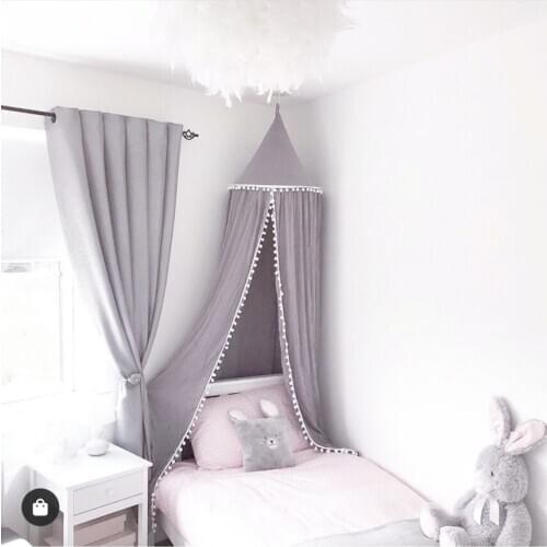 INS Nordic New Baby Custom Childrens Room Decoration Fur Ball Dome Bed Tent Bed Tent Mosquito Net Three Color Decor Toys