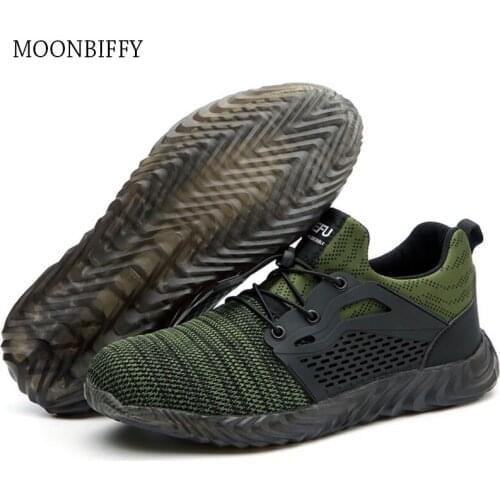 Men Indestructible Work Shoes Women Steel Toe Air Safety Shoes Puncture-Proof Work Sneakers Breathable Shoes