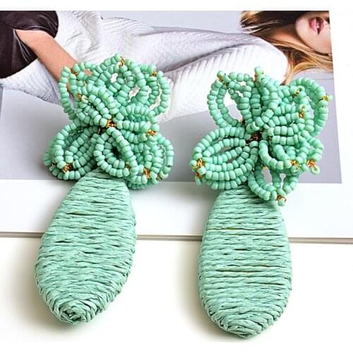 Exaggerated Big Earrings Statement High-quality Handmade Beads Flowers Long Drop Earring New Jewelry Accessories For Women