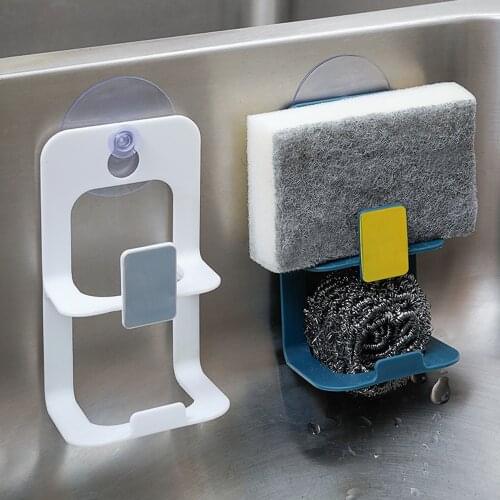 Kitchen Metal Suction Cup Sink Drain Rack Sucker Sponge Drying Holder Soap Stand Dish Cloth Shelf Storage Organizer