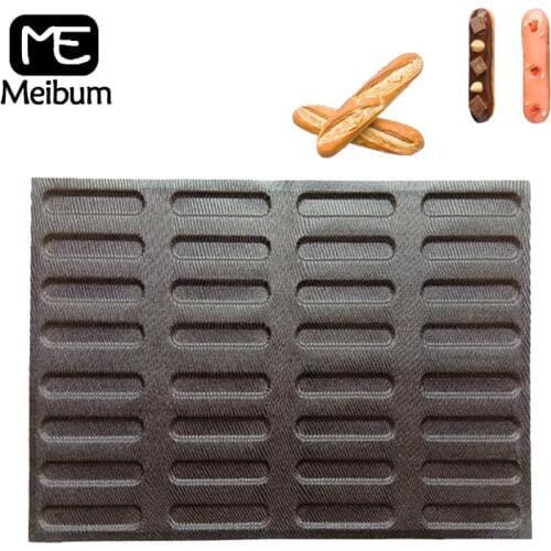 Meibum 32 Cavity Non Stick Silicone Bread Mold Make For Party Long Loaf Eclair Pan Baguette Bun Mould Bakeware Baking Tools