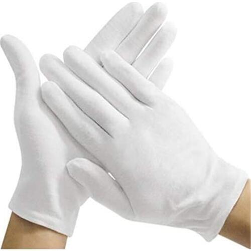 Reusable White Cotton Gloves Thin Elastic Soft Gloves for Dry Hand Moisturizing Eczema Hand Spa Coin Jewelry Inspection