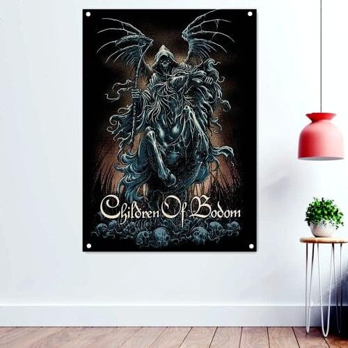 Grim Reaper Dark Metal Artworks Banners Canvas Printing Wall Hanging Macabre Art Rock Music Posters Flags Tapestry Wall Decor