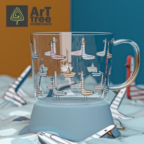 Cartoon glass cup milk mug handle glass household heat-resistant water cups DROPSHIPING coffee mugs tea cup beer cup