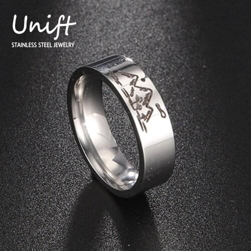 Unift Mountain Carved Ring for Men Women Stainless Steel Fashion Party Anniversary Ring Gift 2021 New