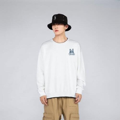 Qisvanset 2021 Fake Two Dresses Mens Sweater Long Sleeve Cotton White Pattern WORLD NO WAR Design Lovers Unisex Loose Hoodie