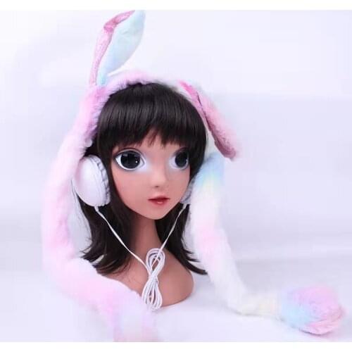 Cute Rabbit ears Headsets With Microphone Earphone for Girls Kids daughter Headphones For Laptop Cellphones PC Tablet Headsets