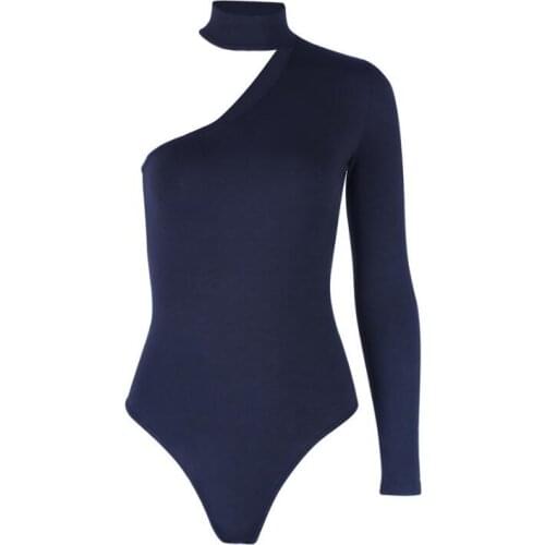 New sexy fashion hanging neck one shoulder slim bottoming jumpsuit