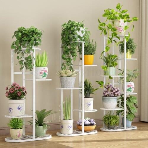 Flower Shelf Multi-storey Indoor Special Home Balcony Rack Wrought Iron Living Room Space Flower Pot Floor-standing Green Radish