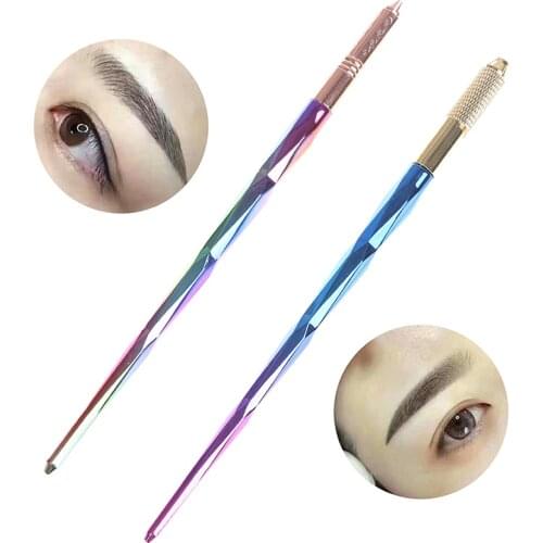 1pc Professional Permanent Makeup Manual Tattoo Microblading Pen Crystal Acrylic Tattoo Pen For Dermografo Micropigmentacion