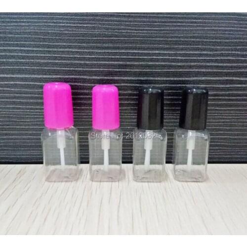 Square Empty 3ml Plastic DIY Nail Polish Bottle with Brush Clear Handmade Blush Eyelash Cream Bottles Free Shipping