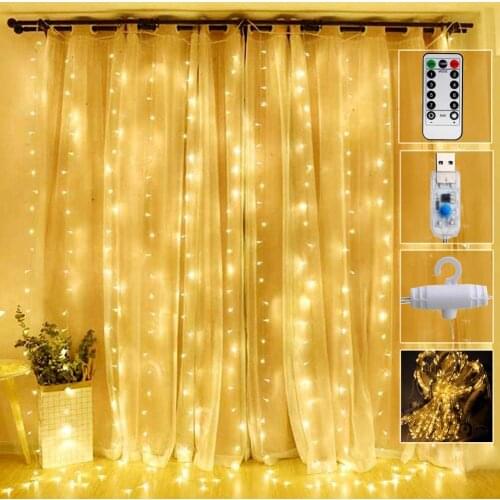Christmas Decoration Garland Festoon Led Light Navidad Fairy Curtain Light 300LED 8 Modes For Bedroom Room Party New Year Decor