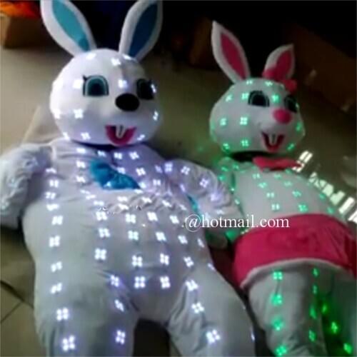 Stage Christmas Clothes Led Luminous Rabbit Big Head Doll Led Colorful Flashing Glowing Ballroom Costumes