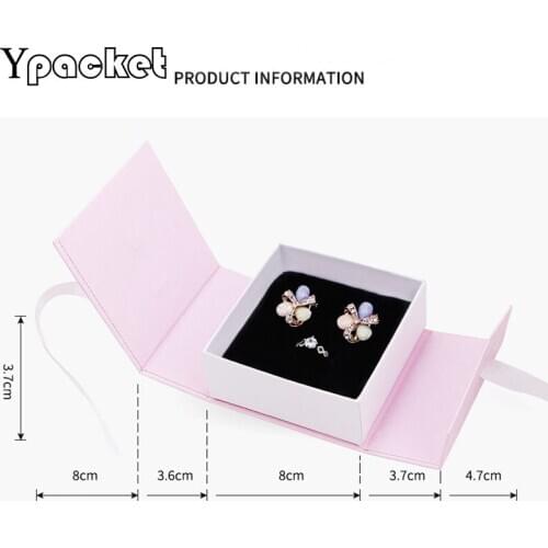 3Color Ribbon Necklace Pendant Box 8x8.3x3.5cm Jewelry Box Paper Jewelry Gift Ring Box Jewellery Organizer (Custom logo accept)