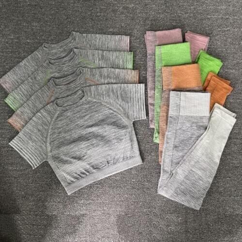 2 Piece Sports Yoga Set Seamless Workout Suit Female Breathable Crop Top + Sport Leggings FitnessTracksuit Clothes For Women Gym