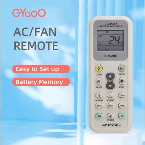 Air Conditioner Remote Control White K-1028E Universal LED Backlight Wireless Air Conditioner Controller