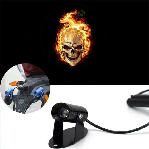 Motorcycle Fire Skull Ghost Logo Laser Shadow LED Rear Lamp Projector Tail Light