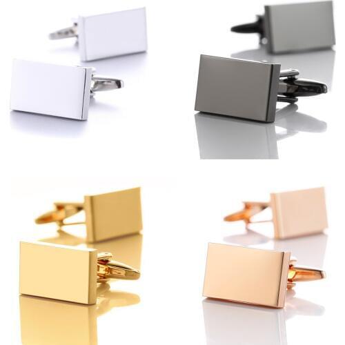 Simple Style Rectangle Cufflinks for Mens Shirt Cuff links Buttons Business Metal Copper Brass Cuff link Men Gold Gemelos Cuffs