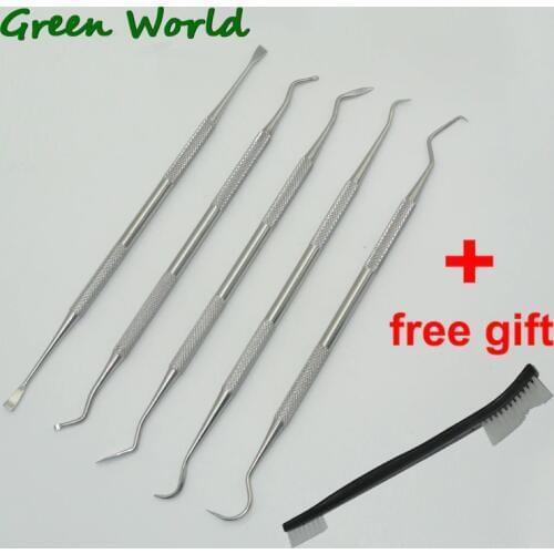 Green World 6pcs/lot Stainless Steel Cleaning Picks with Nylon Brush ,Gun Cleaning Pick Brush with all Designs for rifle pistol