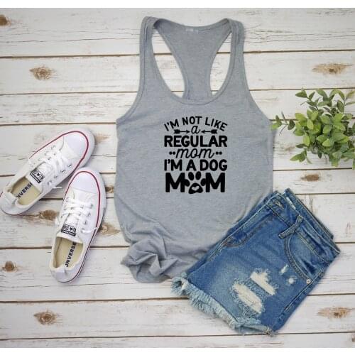 Women Fashion Pastel Aesthetic Hipster Tops Vest Undershirt Singlet Sleeveless I'm Not Like A Regular Mom I'm A Dog Mom Tops