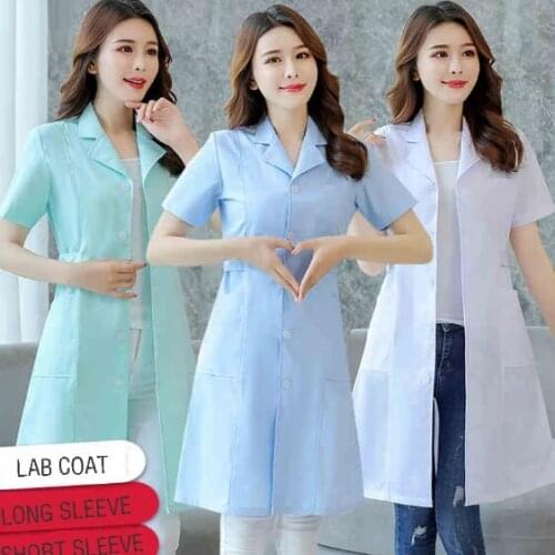 Womens Lab Coat Fashion Medical Uniforms Long Jacket with Side Belts Short Sleeve/long Sleeve Workwear