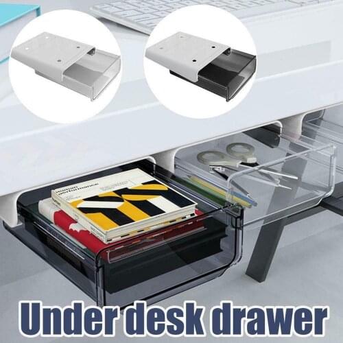 1PC Under-drawer Storage Box Desk Table Drawer Tray Organizer Hidden Storage Box Self Adhesive Office Home Organizers 2021