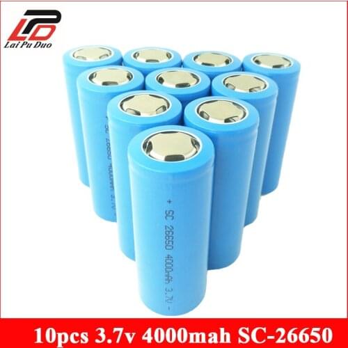 10pcs 26650 3.7V Rechargeable Battery Cell For LED Flashlight Torch Li-ion Lithium 4000mAh 5A Discharge