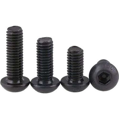 10Pcs M8 Allen hexagon socket screw semicircular mushroom pan head Hex cup bolt Length 10mm-40mm 10.9G black
