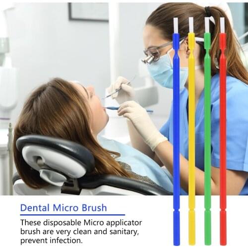 100 Pcs 4Colors Dental Disposable Micro Applicator Brush Bendable Sticks Micro Brush Dentistry Prevent Infection Oral Clean Care