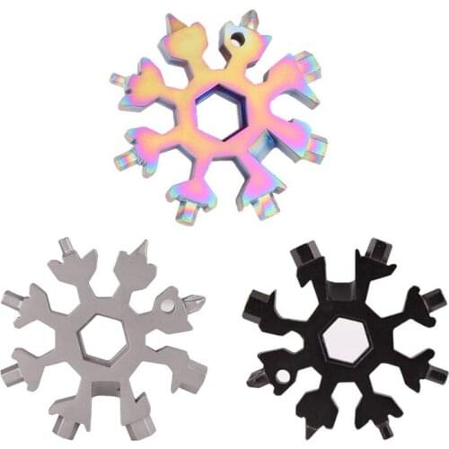 Tool 18-in-1 Multi-tool Card Combination Compact and Portable Outdoor Products Snowflake EDC Tool Card Torque Wrench