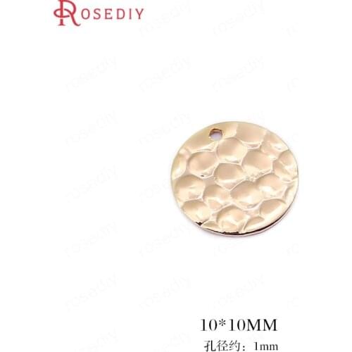 34441)20PCS 8MM 10MM 24K Gold Color Brass Stone Pattern Round Disk Charms High Quality Diy Jewelry Findings Accessories