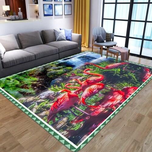 3D Flamingo Pattern Printed Carpets For Child Bedroom Game Area Rugs Soft Flannel Kids Room Play Carpet For Baby Crawl Floor Mat