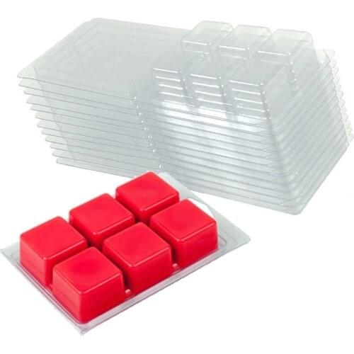 5Pcs 6 Grids DIY Craft Mould Wax Melt Molds Clear Wax Clamshells Wickless Wax Melt Candles Boxes Wax Melt Clamshells