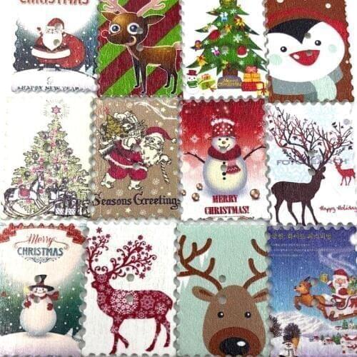 50pcs Mix Merry Christmas Wooden Buttons Fit Sewing Scrapbooking decoration WB464