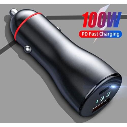 100W PD Dual Port Car Charger Quick Charge Smartphone Socket Mobile Phone Adapter For iPhone 12 11 Pro Max Xiaomi 11 Huawei P40