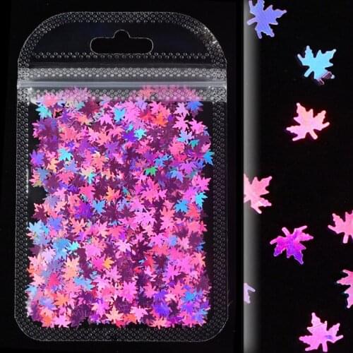 2G/Bag Holographic Maple Leaves Nail Sequins Decoration Sparkly Paillette Nails Art Glitter Flakes DIY Manicure nail decoration