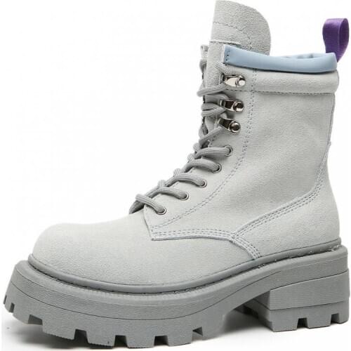 Genuine Leather Platform Shoes For Womens Boots Woman 2020 Ankle Boots Womens Shoes With Rubber Booties Solid