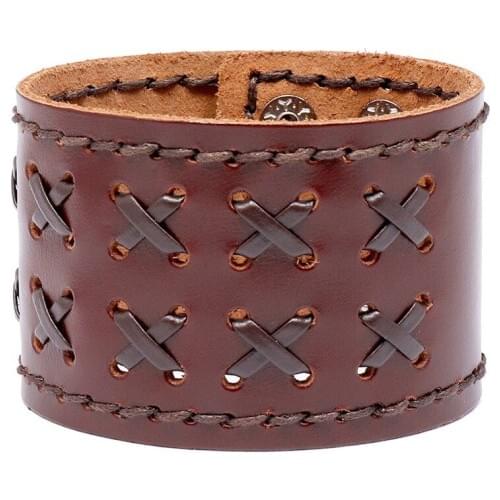 5.2cm Wide Genuine Leather Bracelet Pu Leather Braided X Symbol Crafts Jewelry Handmade Cuff Bangle Gift Men Women Black Brown