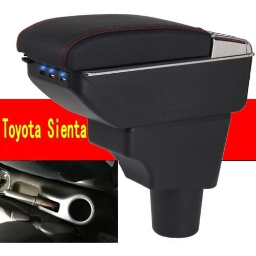 For Toyota Sienta armrest box central Store content box with cup holder ashtray USB Sienta armrests box