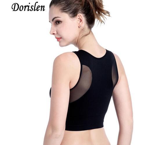 DORISLEN Seamless Mesh Back Hollow Out Workout Bra Women Shockproof Padded Brassiere Push Up Fitness Vest 50pcs