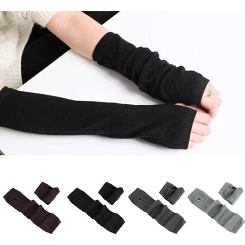 Stretchy Knitted Arm Sleeves Long Fingerless Gloves Tattoo Cover Up Multicolor Stripe Sleeve Outdoor Arm Sleeves