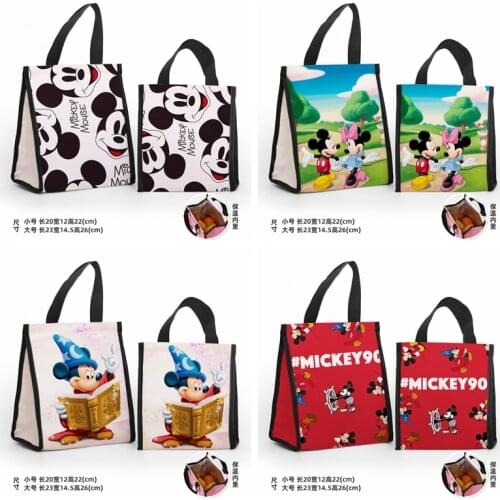 Disney Mickey Minnie Anime Figures Cartoon Product Cosplay Accessories Customized Lunch Bag Warm Storage Gifts Unisex