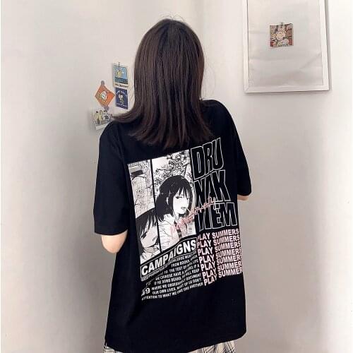Japanese Anime Men Women T Shirt Korean Style Tshirt White Tee Tops Alt Graphic Clothing Harajuku Kawaii Cute Streetwear 2021