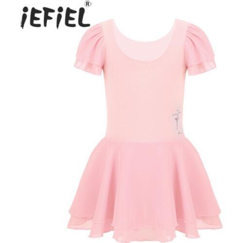 IEFiEL Teenager Kids Ballerina Dress Professional Ballet Tutu Costume Girls Dancerwear Stage Rhythmic Gymnastic Leotard Dress