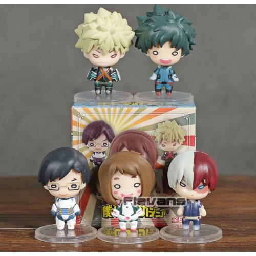 My Hero Academia Mini PVC Figures Katsuki Bakugo Izuku Midoriya Ochaco Uraraka Shoto Todoroki Ochaco Uraraka Tenya Iida 5pcs/set