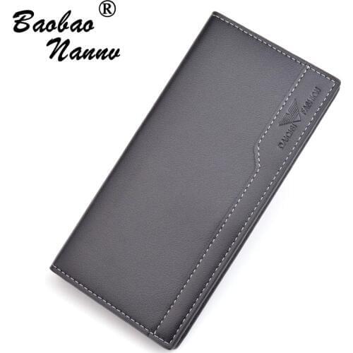 Mens Wallets New 2019 Business Soft Leather Long Thin Wallet Card Holder Fashion Men Purse Multi-function Clutch Male Wallets