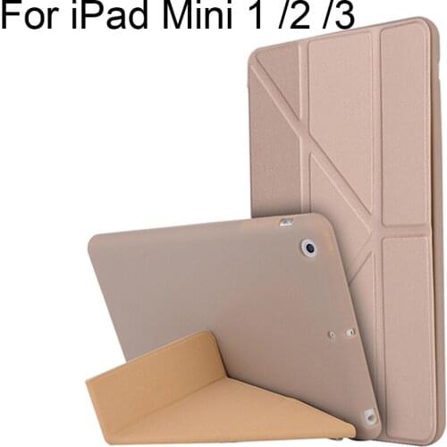 Soft Silicone Smart Cover Transform Case for iPad Mini 1 / 2 / 3 Protective Shell Skin Bag for iPad Mini2 Mini3 iPadMini Holder