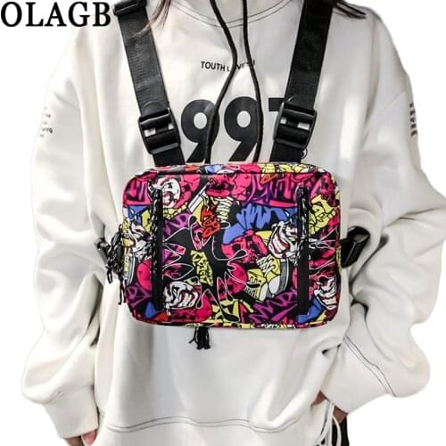 New Graffiti Hip-Hop Chest Bag Fashion Double Opening Rectangle Streetwear Sgraffiti Writer Chest Rig Pack G205