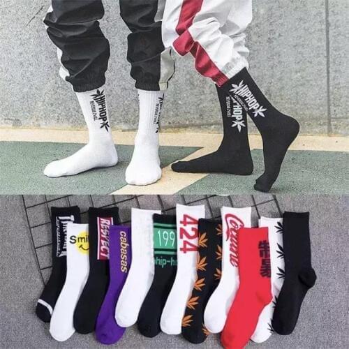 Hip hop socks men and women street shooting stockings fashion sports soft cotton printed socks skateboard Harajuku letter socks